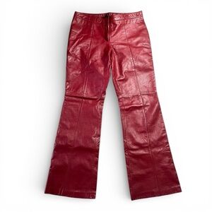 Danier Red Leather Flare Pants